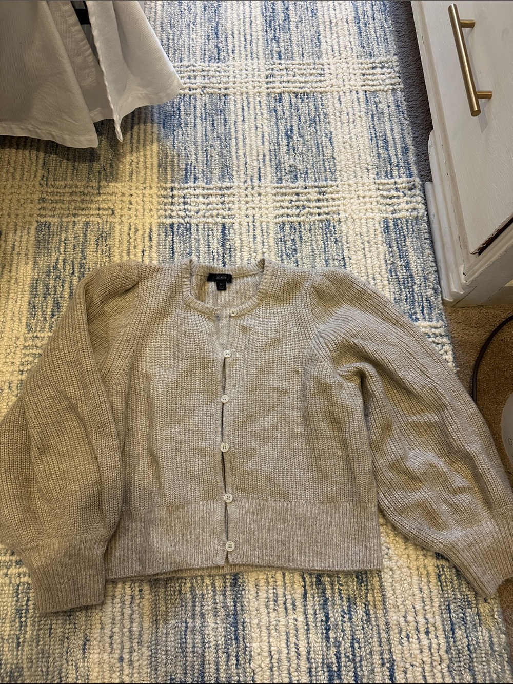 Jcrew Beige Crewneck Button-Front Women's Cardigan Sweater
